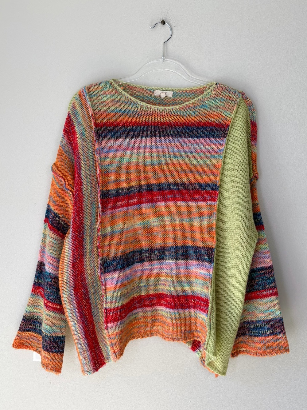 Easel Artsy Colorful Striped Knit Sweater Artsy Boho Slouchy